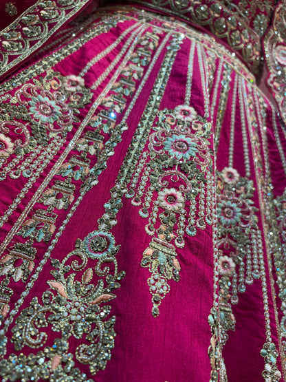 Designer rani pink double dupatta bridal Lehenga Delhi Chandni Chowk