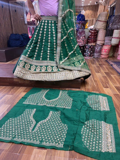 Amazing green machine work Lehenga