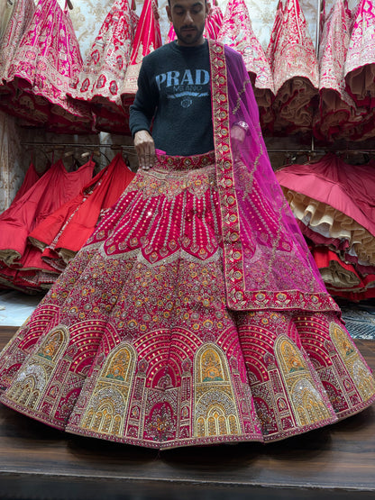 Fabulous Rani pink jhumka Ball bridal Lehenga