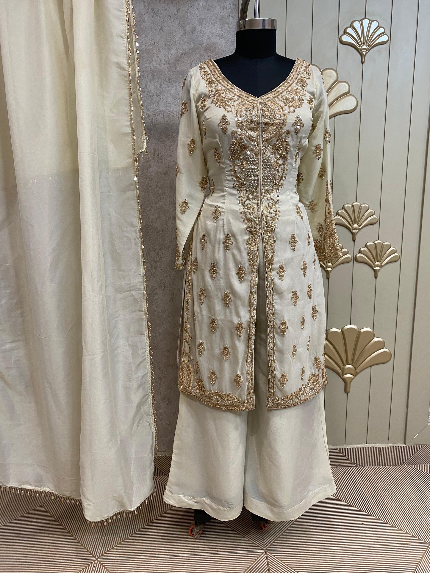 Purple Long Sharara Suit Dress Material