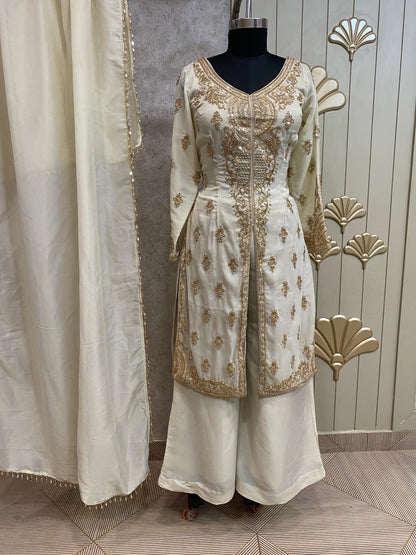 Purple Long Sharara Suit Dress Material