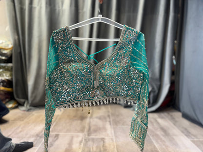 Tremendous Blue Crop Top Lehenga