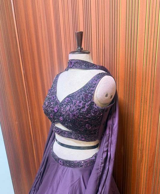 Purple crop top Lehenga