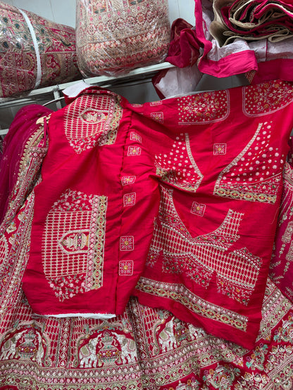 Rani pink Gajraj Bridal Lehenga