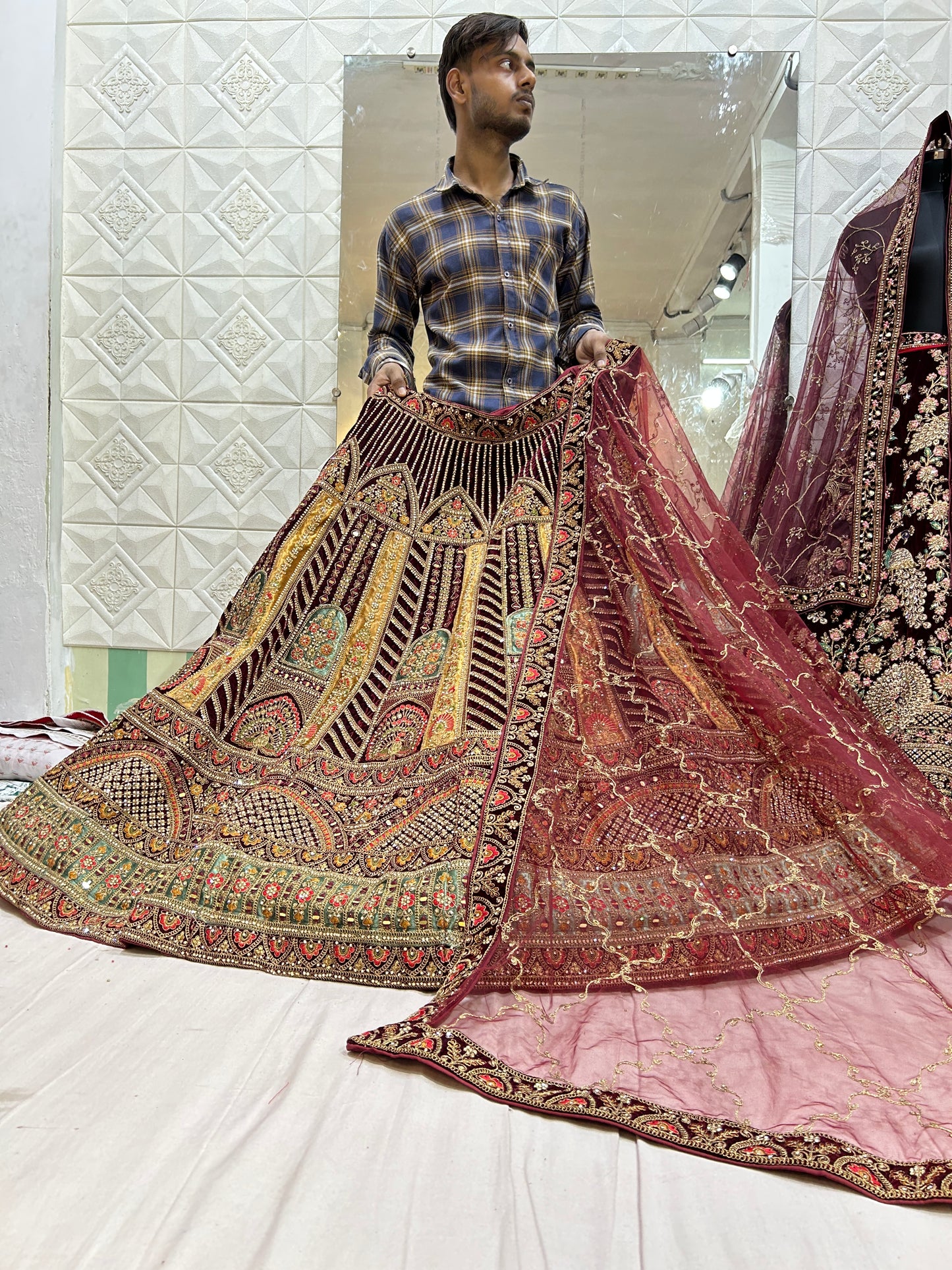 Glamorous maroon bridal lehenga