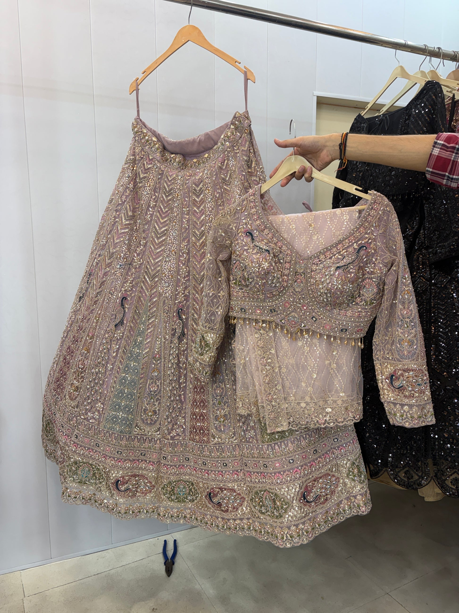 Something different baby pink peacock crop top Lehenga - Shopping World