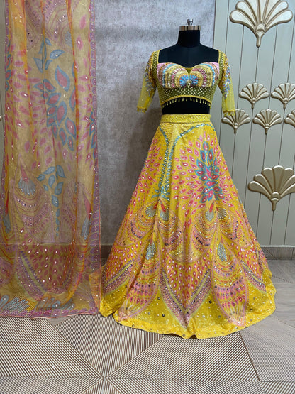 Yellow PDP crop top lehenga