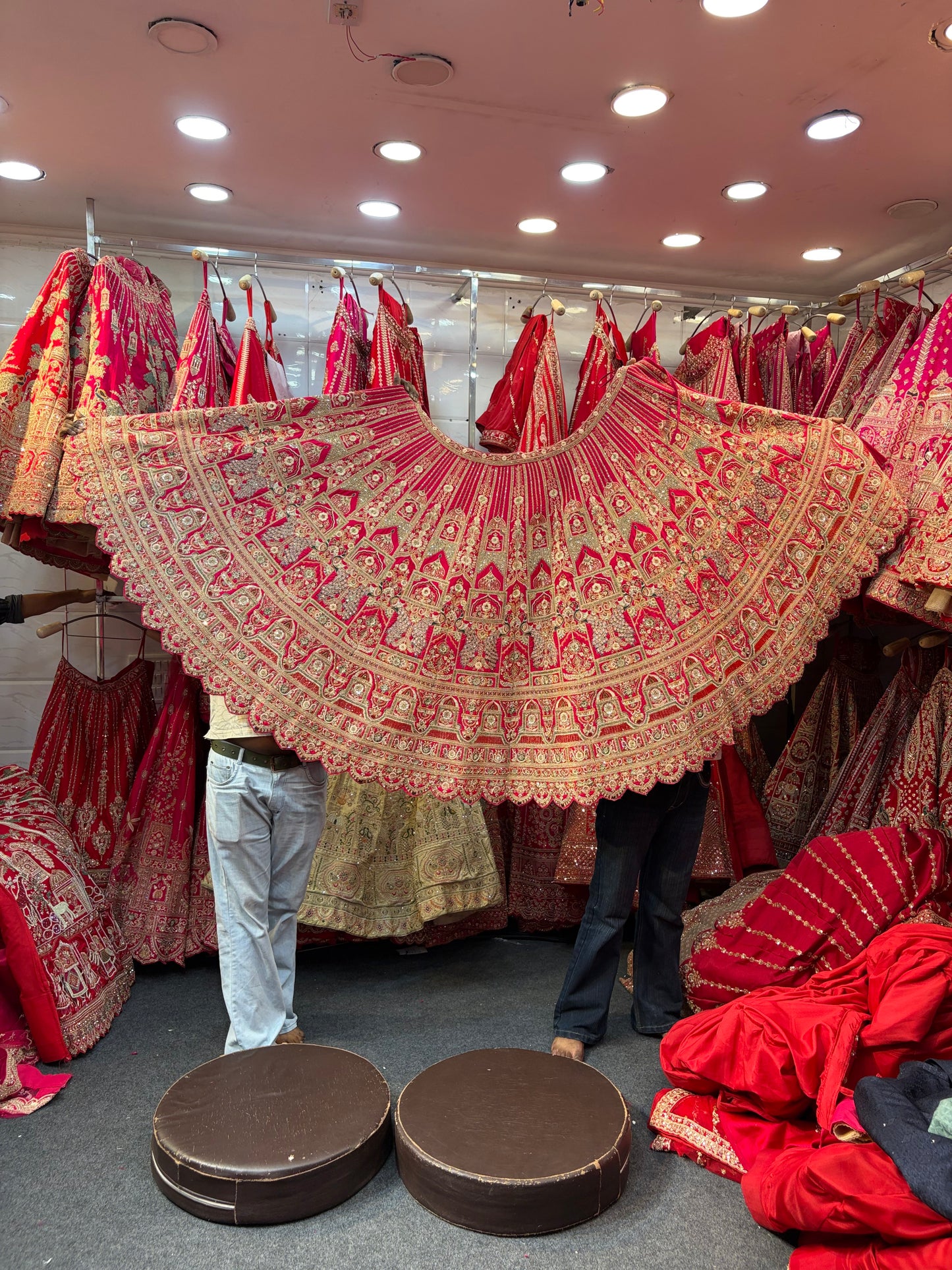 Rani Pink Peacock Designer Bridal Lehenga