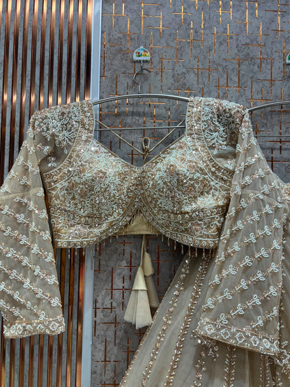 Pista Green Crop Top Lehenga