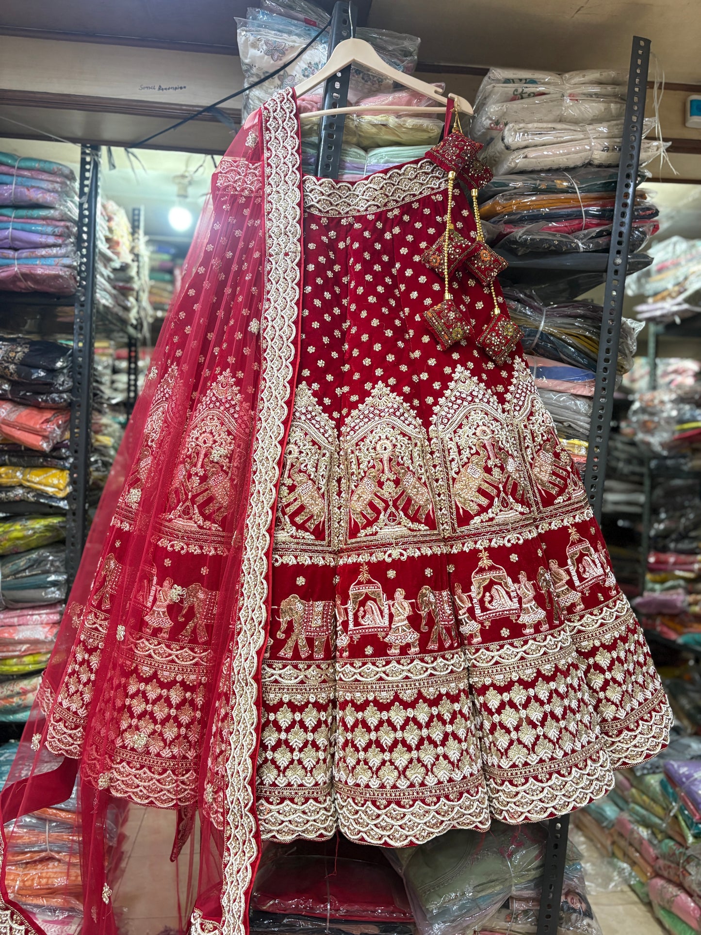 Lavishing red Doli barat ball bridal Lehenga