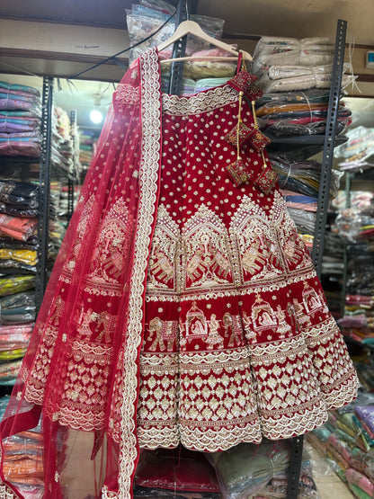 Lavishing red Doli barat ball bridal Lehenga