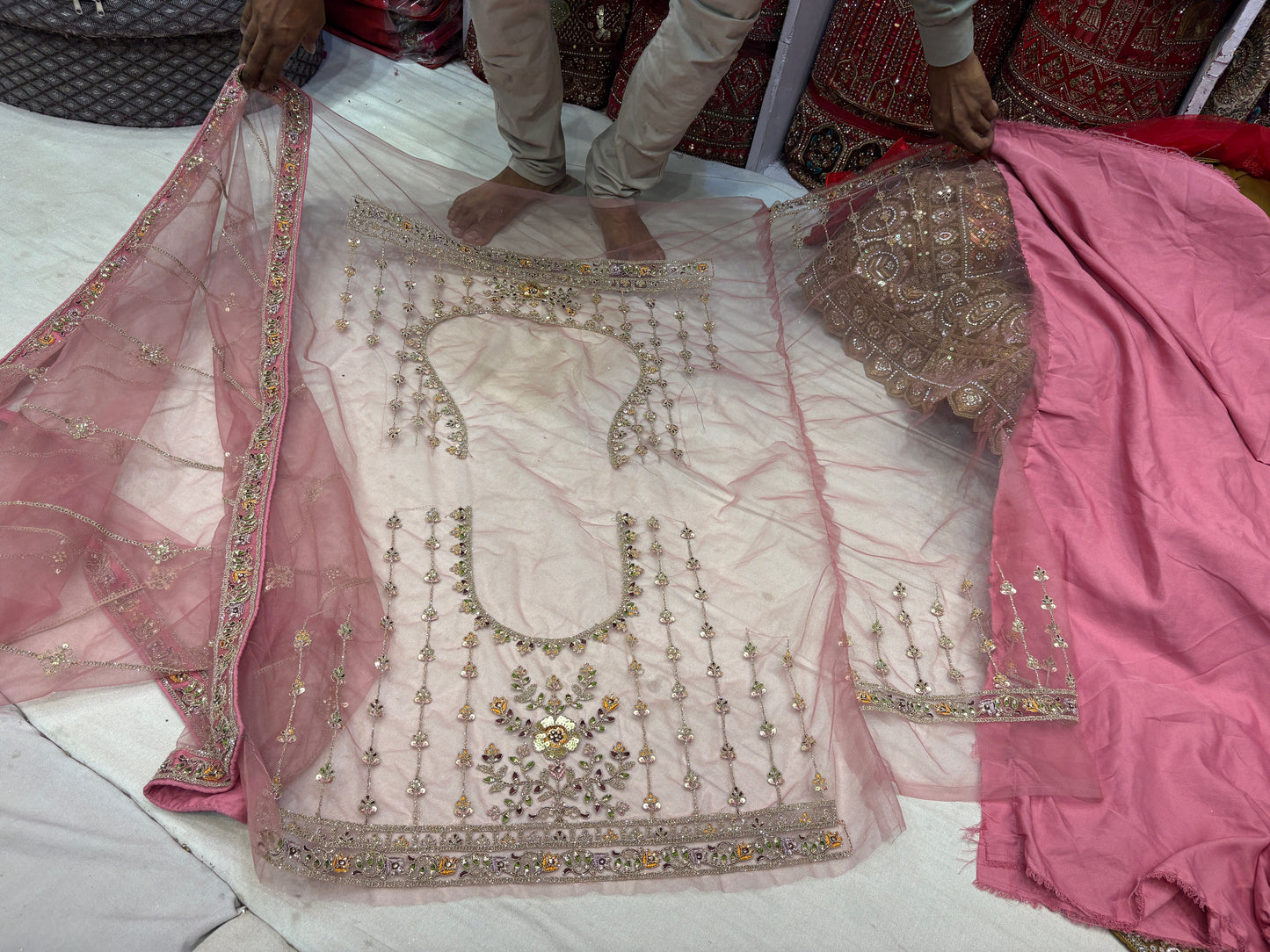 Engaging maroon summer cotton unstitched suit ( free size )