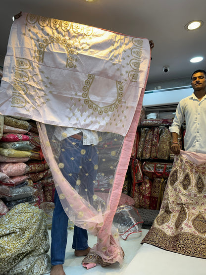 Designer ivory white contrast Lehenga