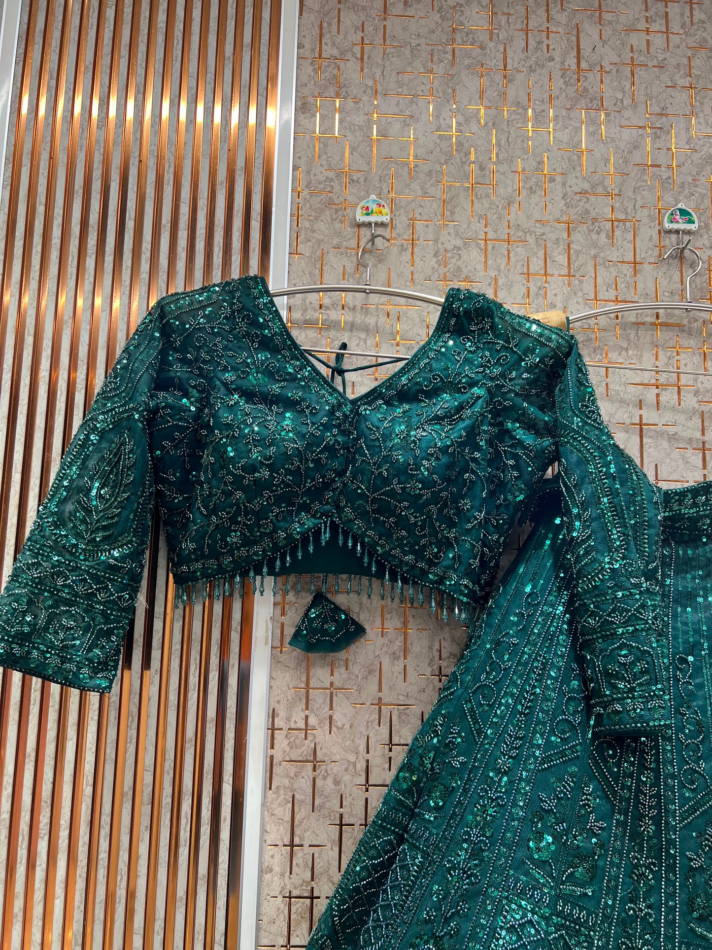 Golden On Golden Monotone Crop Top Lehenga