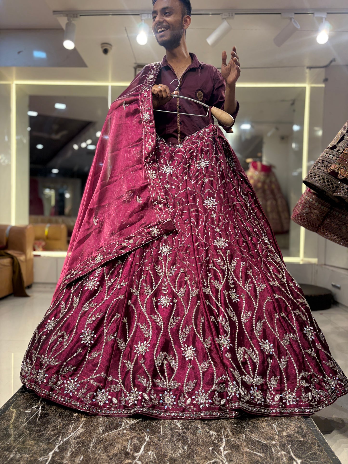 Designer purple violet wine pink Lehenga