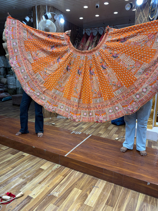 Mustard Peacock Haldi Mehendi Lehenga