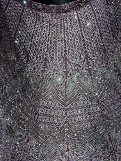 Lavender Mirror Work Lehenga