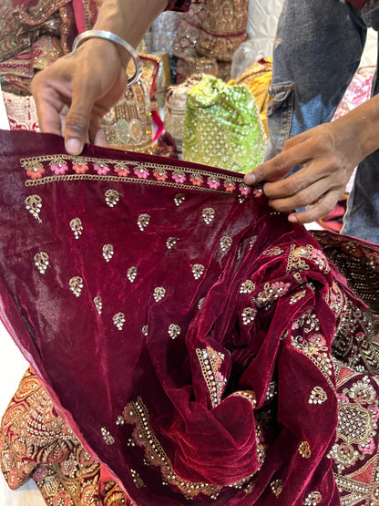 Glamorous maroon bridal Lehenga