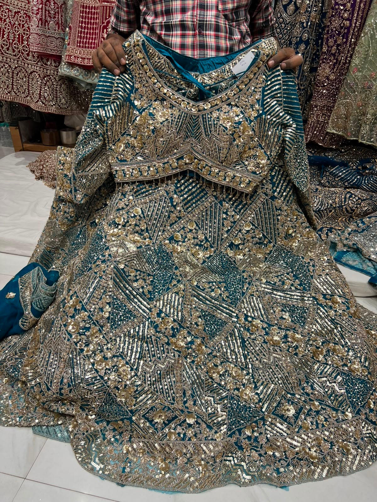 Blue Designer Crop Top Lehenga