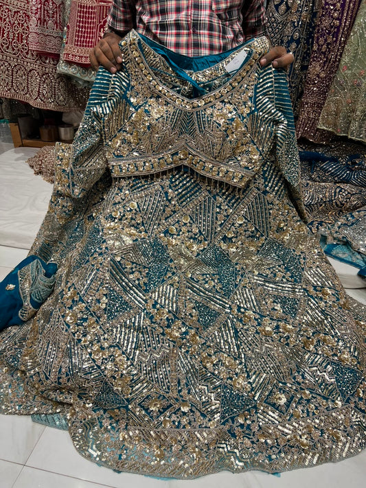 Blue Designer Crop Top Lehenga