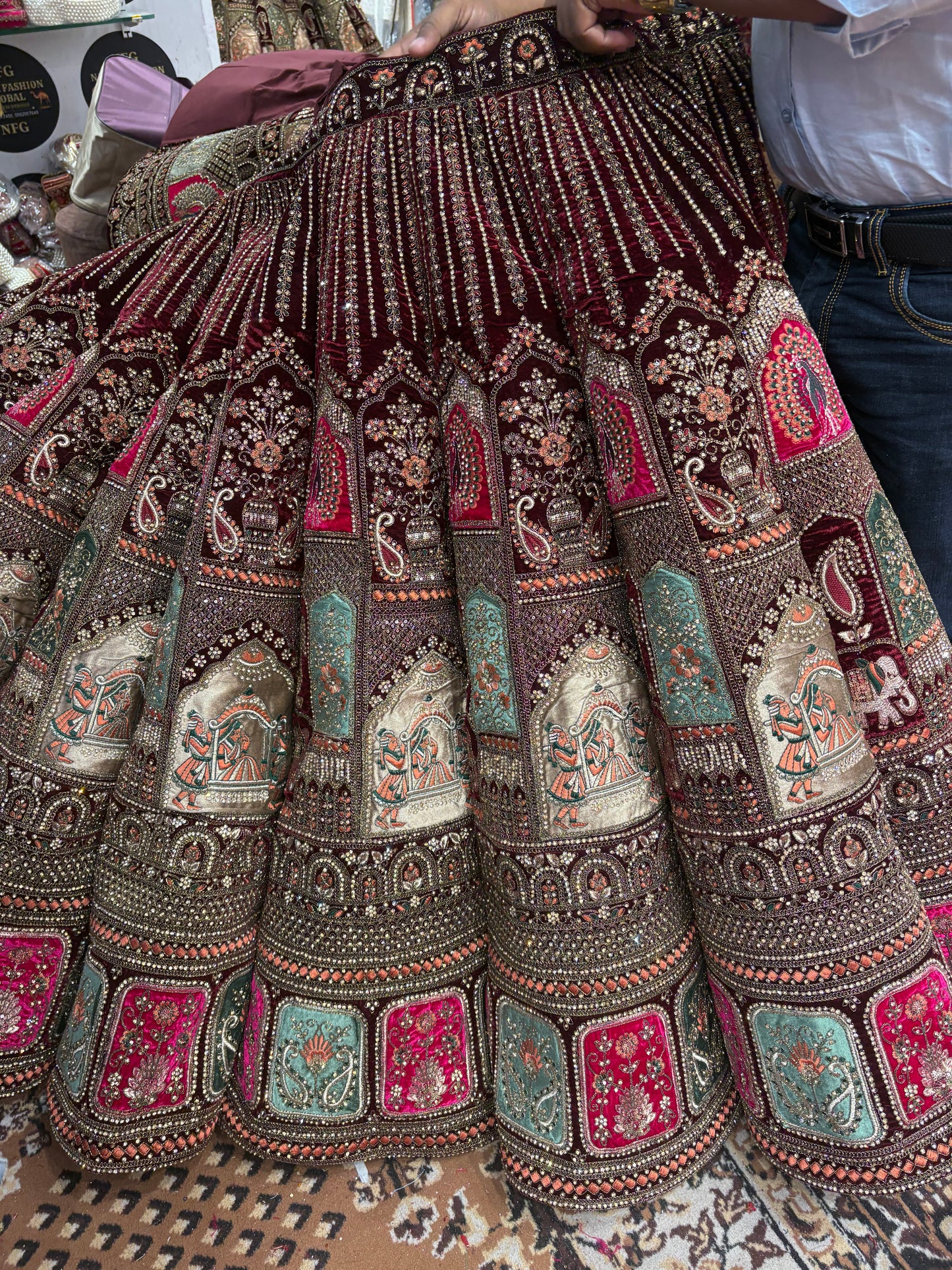 Beautiful Maroon Doli Barat Ball bridal Lehenga