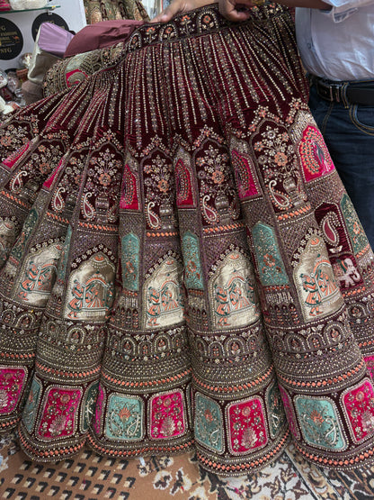 Beautiful Maroon Doli Barat Ball bridal Lehenga