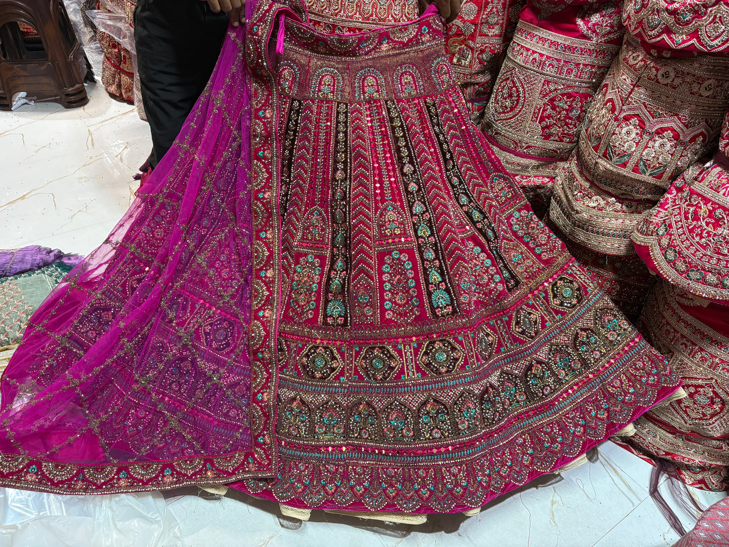 Tremendous Rani pink bridal Lehenga