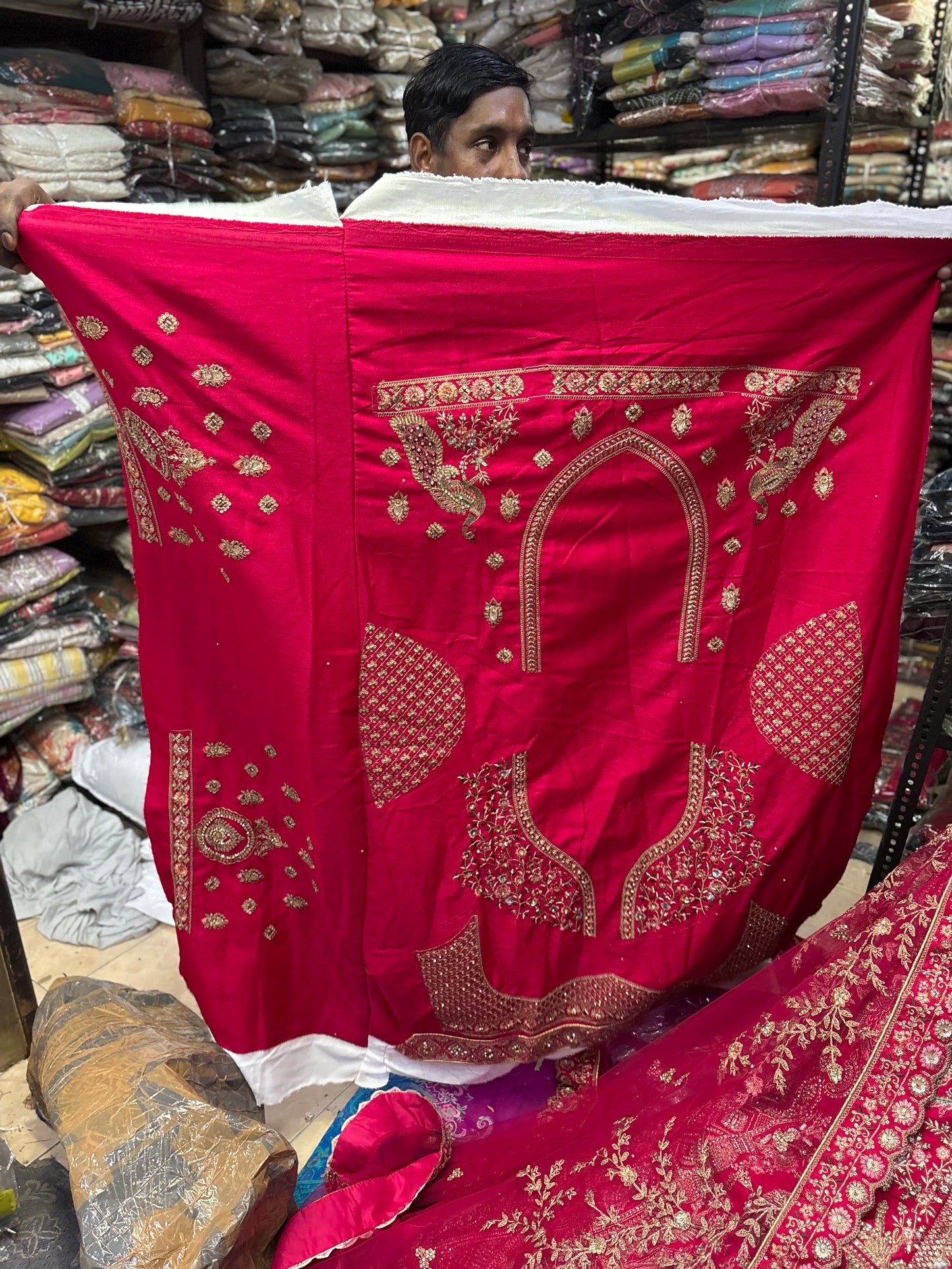 Tremendous Rani pink peacock Jaal Duptta Bridal Lehenga