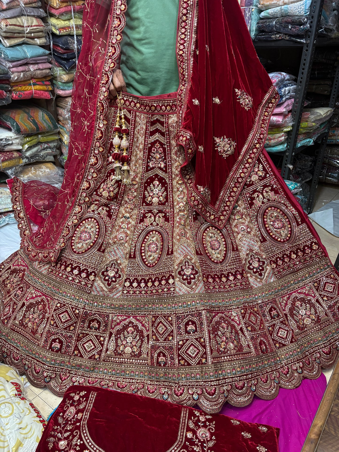 Lovely maroon bridal Lehenga