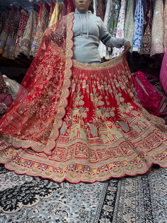 Lovely Rani pink peacock Bridal Lehenga