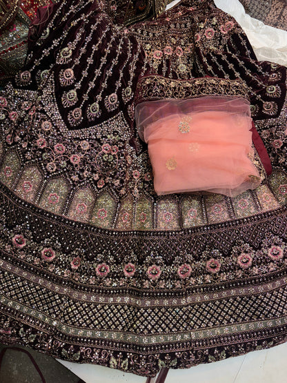 Khoobsurat maroon Jhumka bridal Lehenga