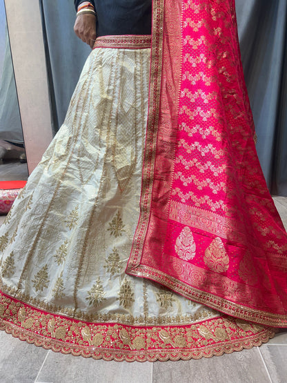 Delightful golden white lehenga