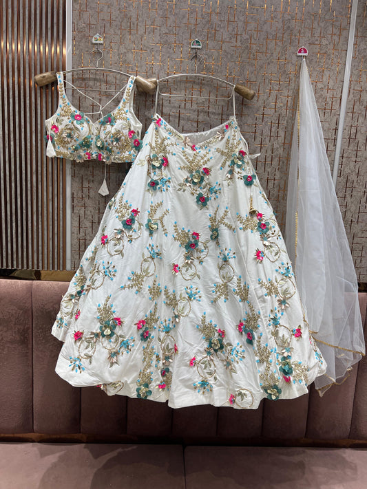 White Crop Top Lehenga
