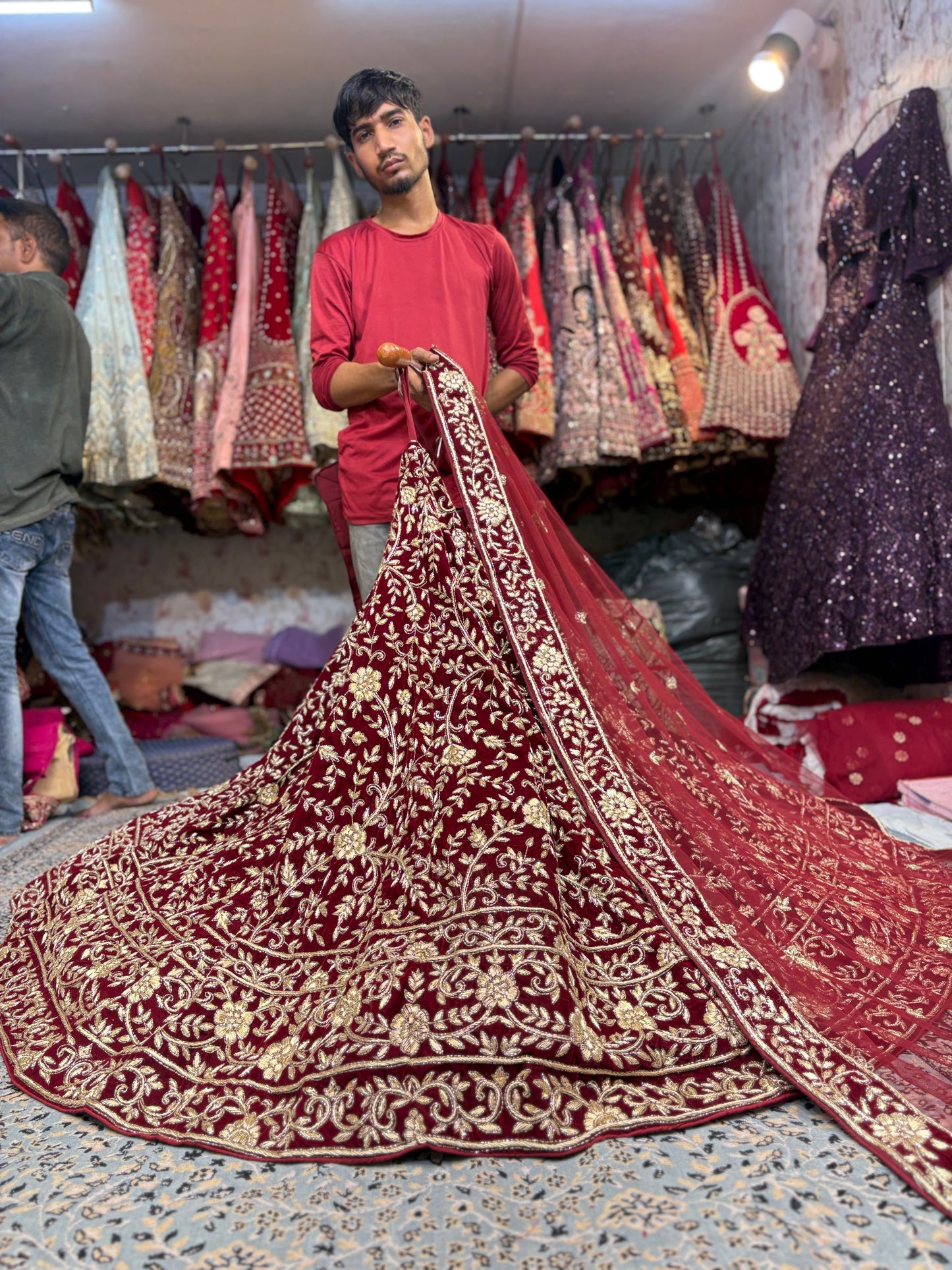 Pretty maroon bridal Lehenga handwork zardozi dabka