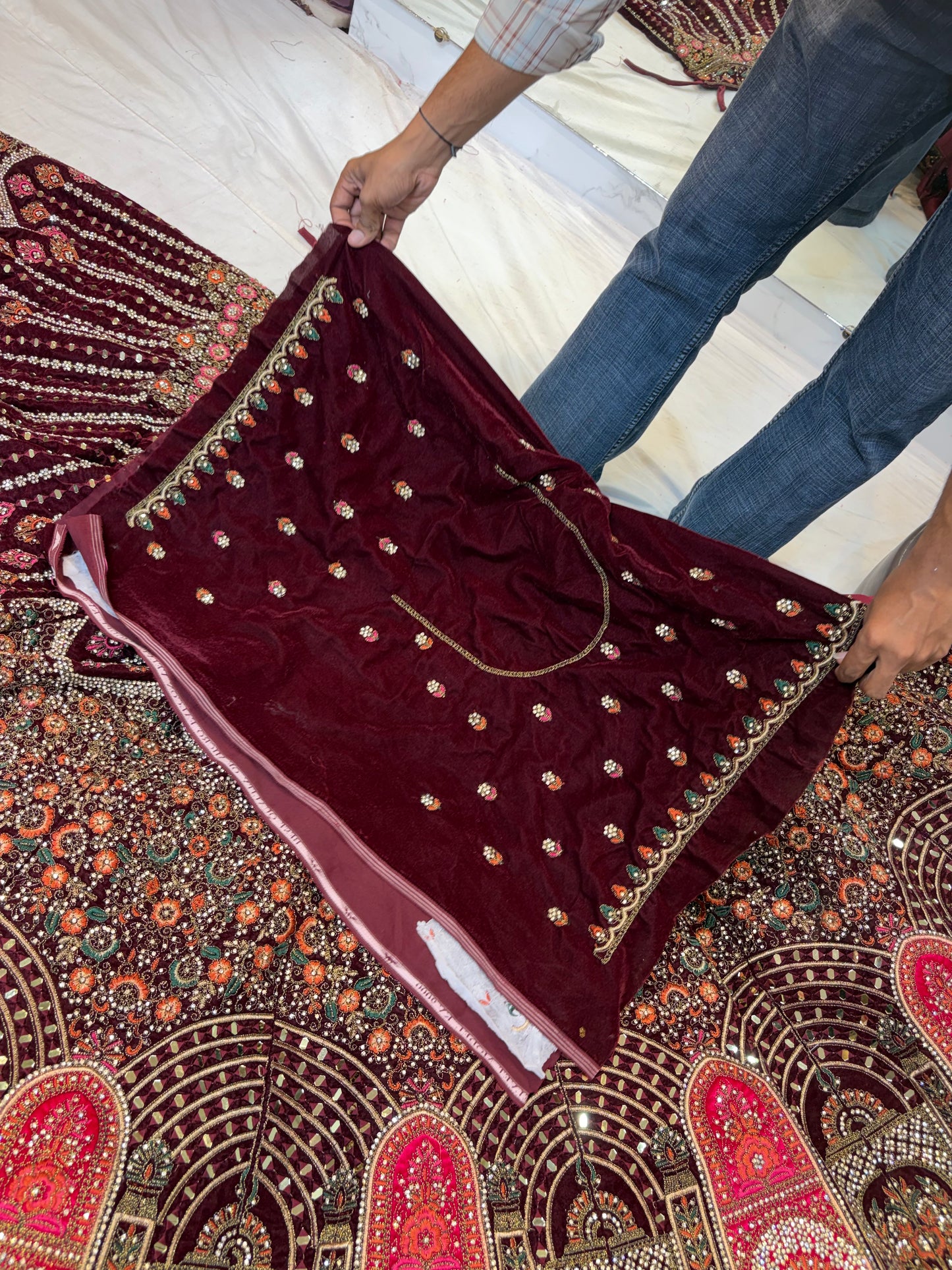 Heavy Jhumka Blue Lehenga