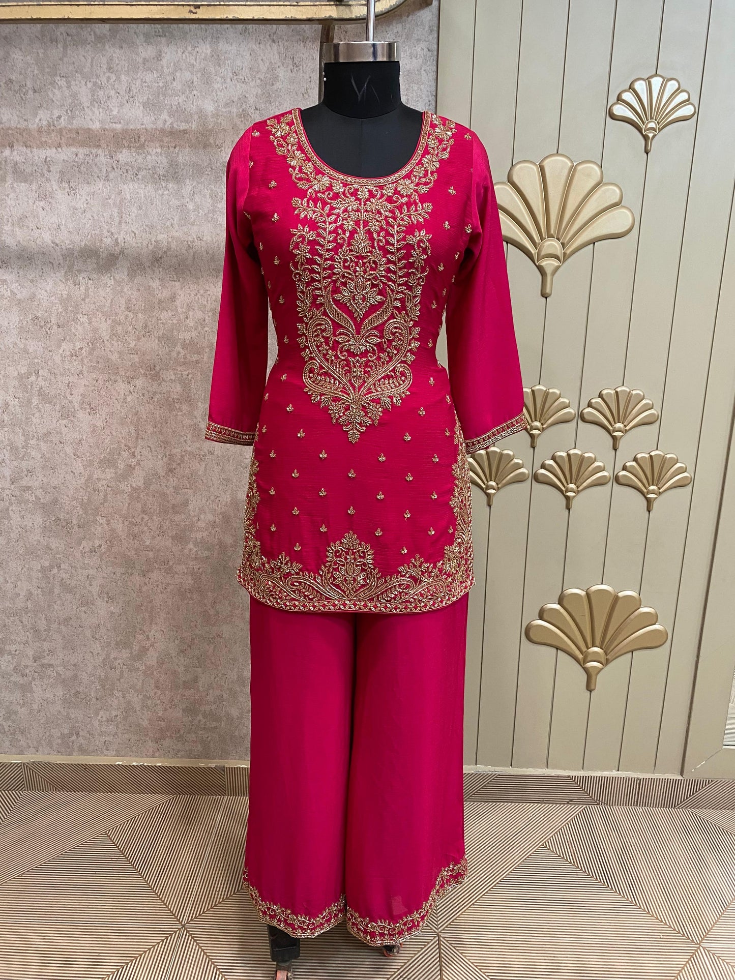 Blue Long Sharara Suit Dress Material