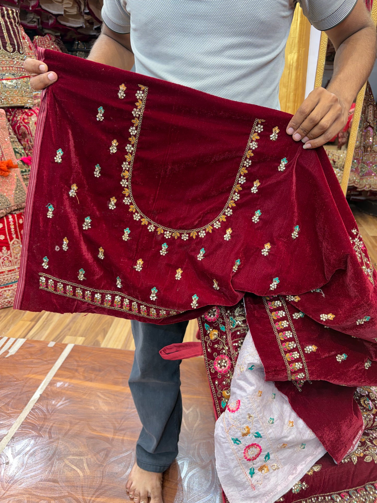 Maroon peacock Ball Bridal Lehenga