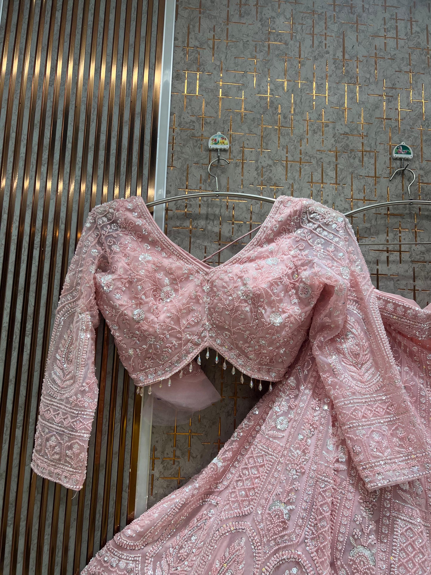 Pink crop top Lehenga