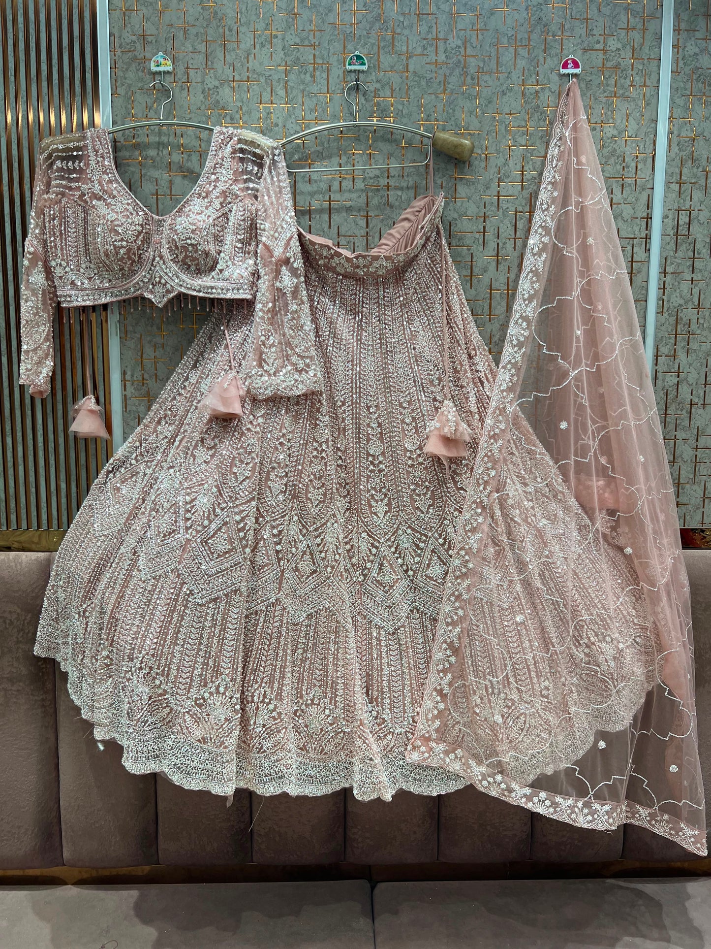 Pink crop top lehenga