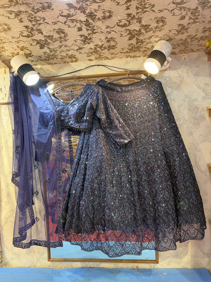 Lovely navy blue crop top Lehenga