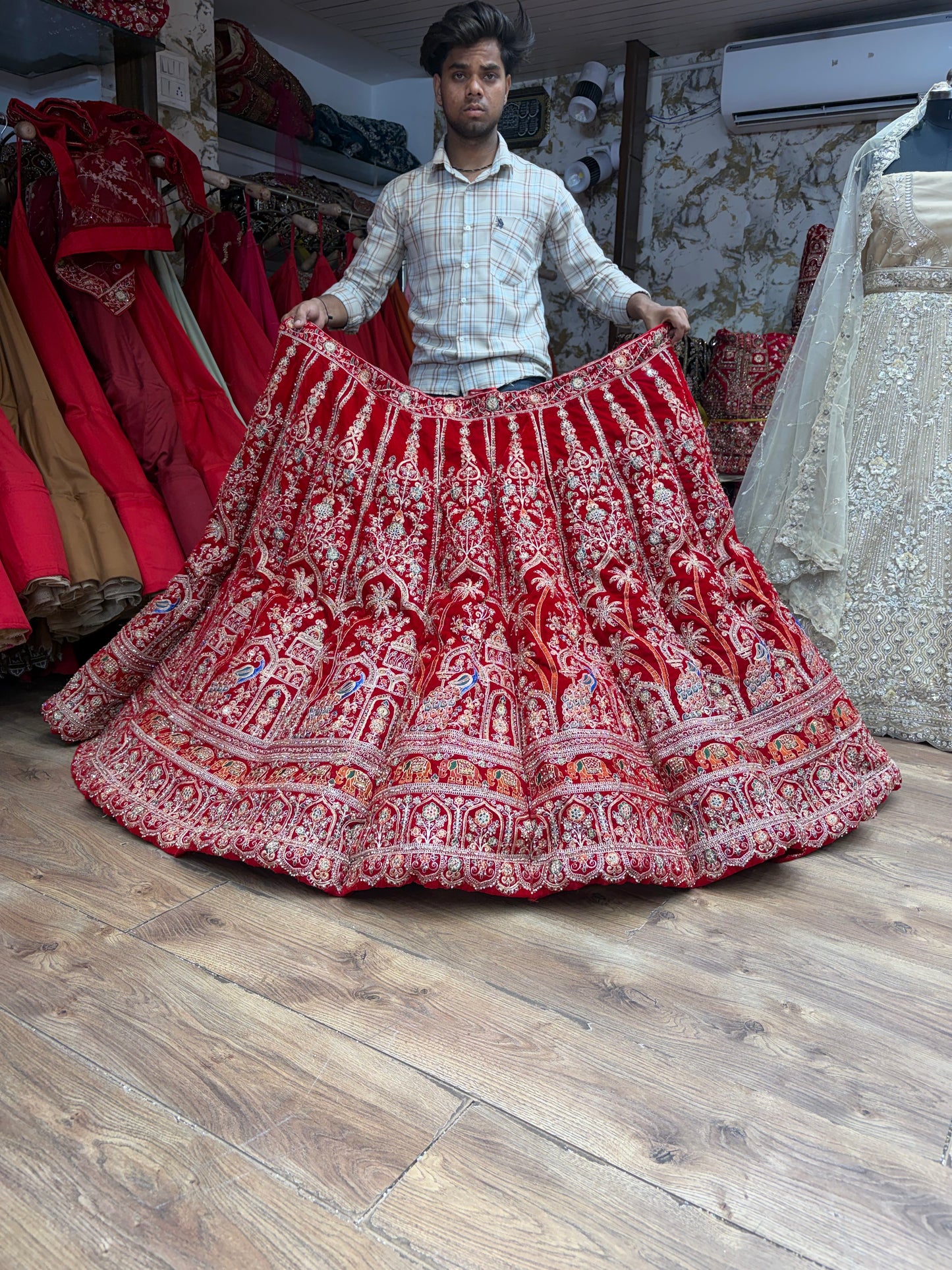 Red peacock Ball Bridal Lehenga