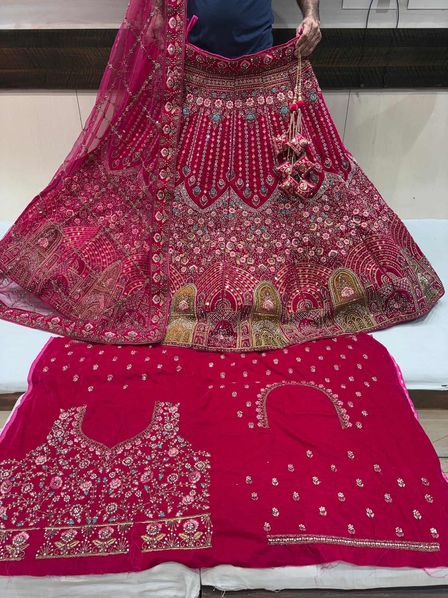 Khoobsurat Red Jhumka bridal Lehenga