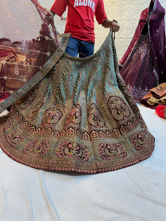 Peacock blue bridal Lehenga - Shopping World