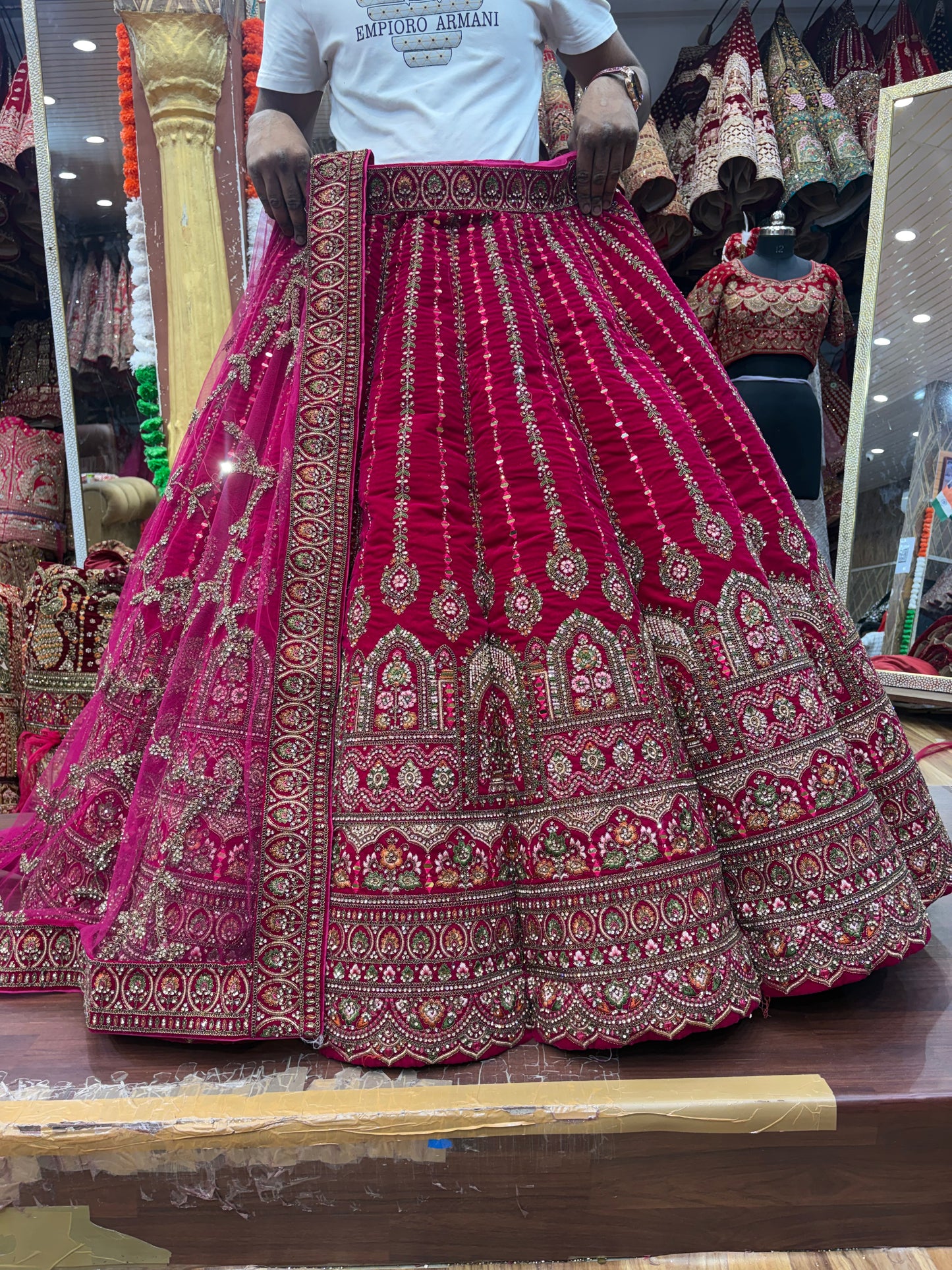 Stunning Rani pink Ball bridal Lehenga