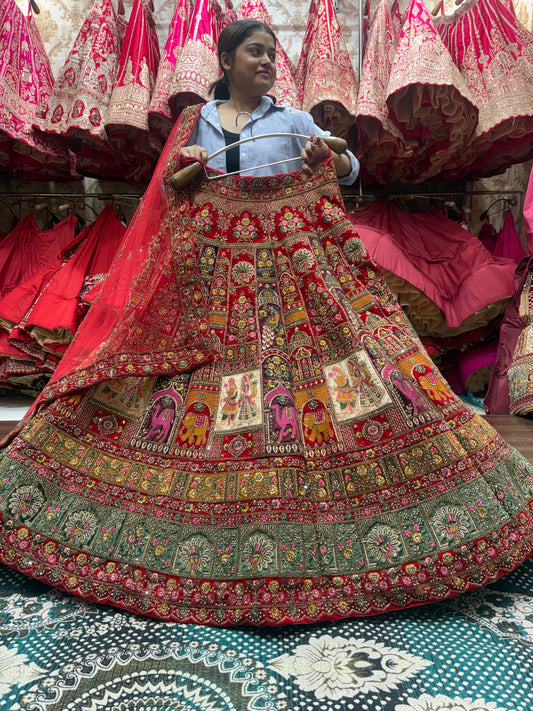 Engaging Maroon Doli Barat bridal Lehenga