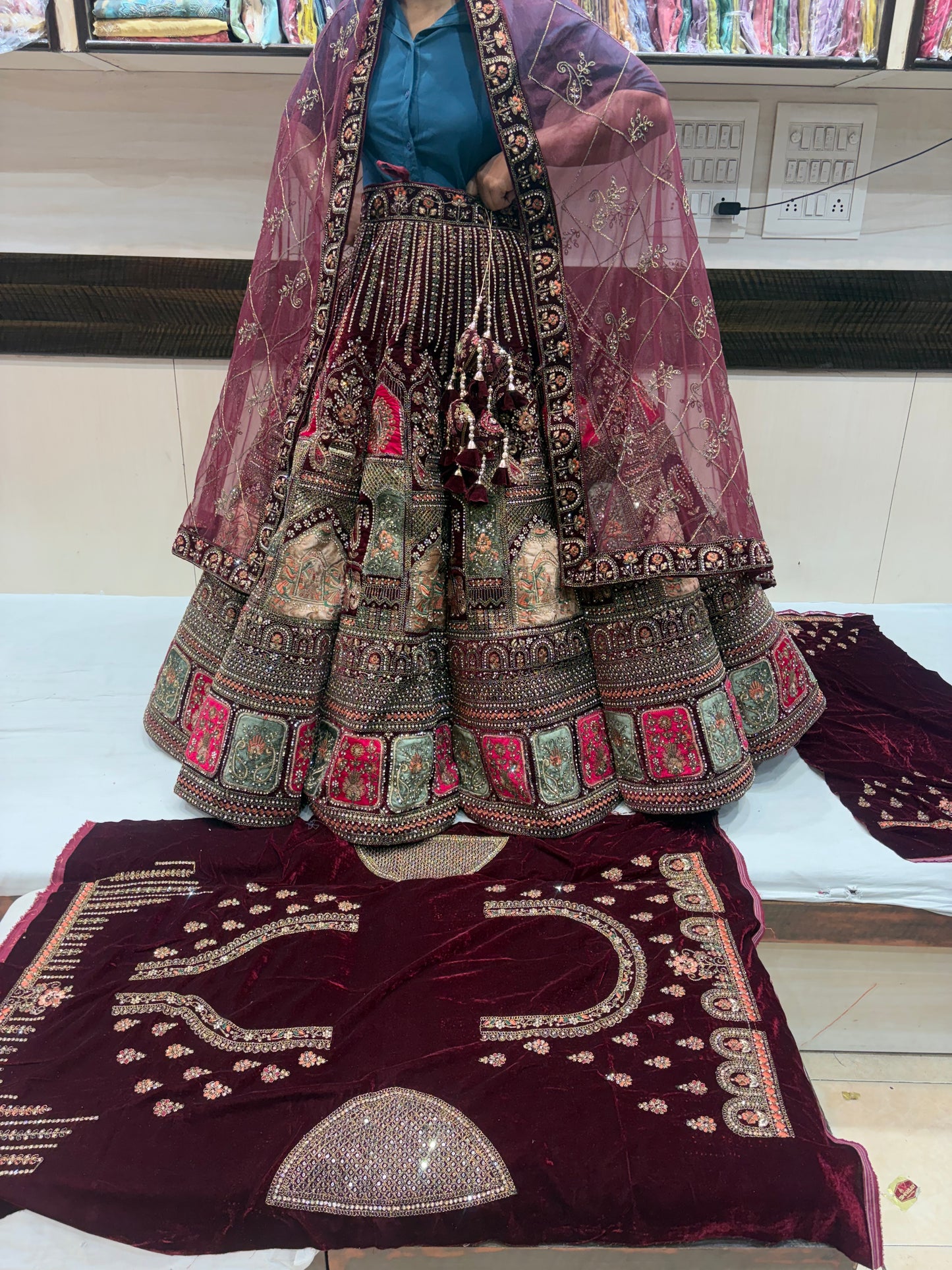 Beautiful Maroon Doli Barat Ball bridal Lehenga
