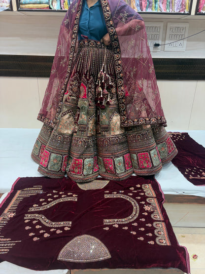 Beautiful Maroon Doli Barat Ball bridal Lehenga