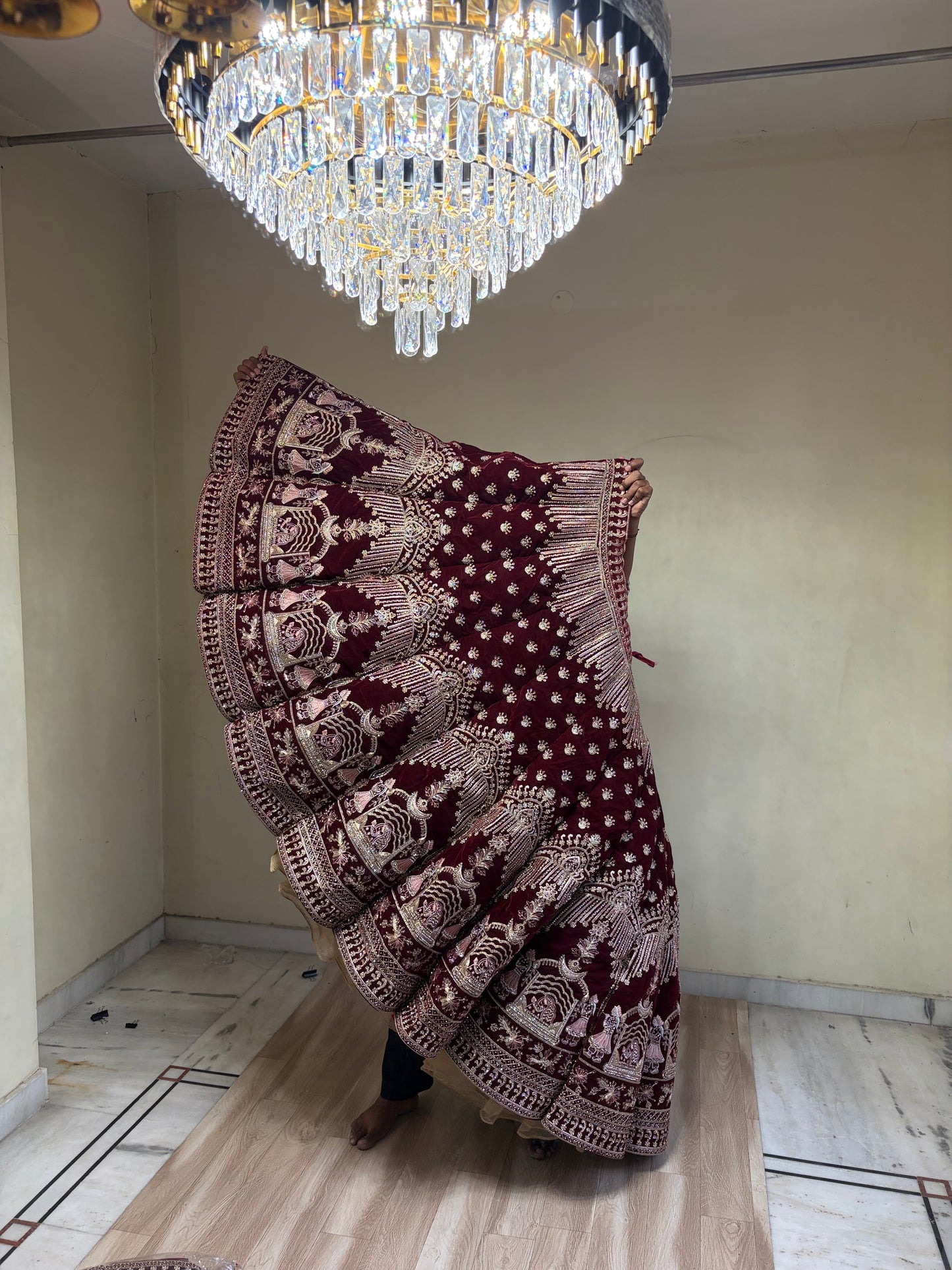 Maroon Doli Barat Ball bridal Lehenga