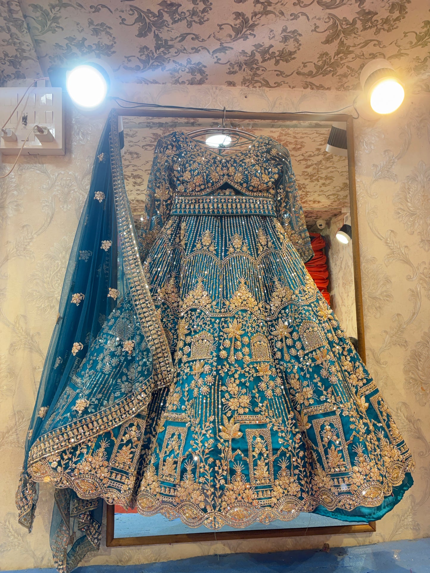 Astonishing sky blue crop top Lehenga