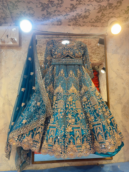 Astonishing sky blue crop top Lehenga